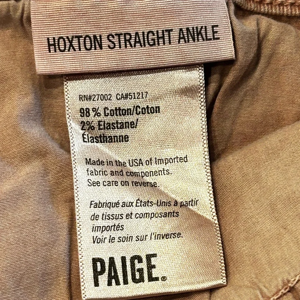 Paige Hoxton Blush Pink Jeans Straight Leg Ankle Stretchy Raw Crop Ankle Size 30